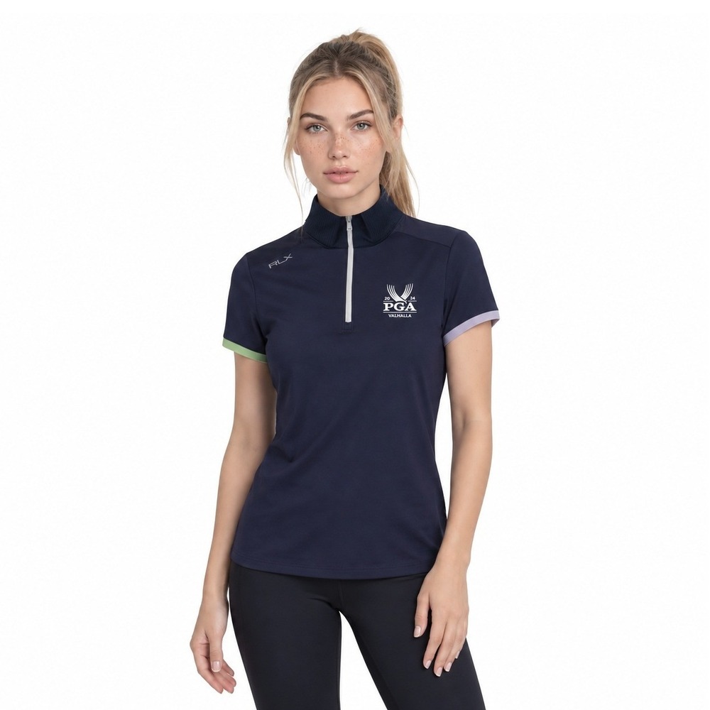 NWT RLX Ralph Lauren Polo Women's Size Small Navy Blue 2024 PGA Valhalla 1/4 Zip